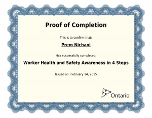 Worker Health and Safety Awareness in 4 Steps Certificate
